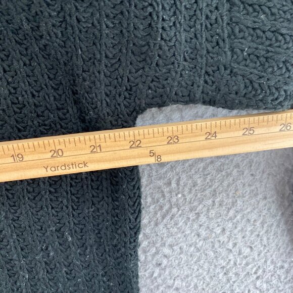 HYFVE Sweater Womens Medium Black Chunky Knit Frayed Hem V Neck Pullover Boho - Picture 8 of 10